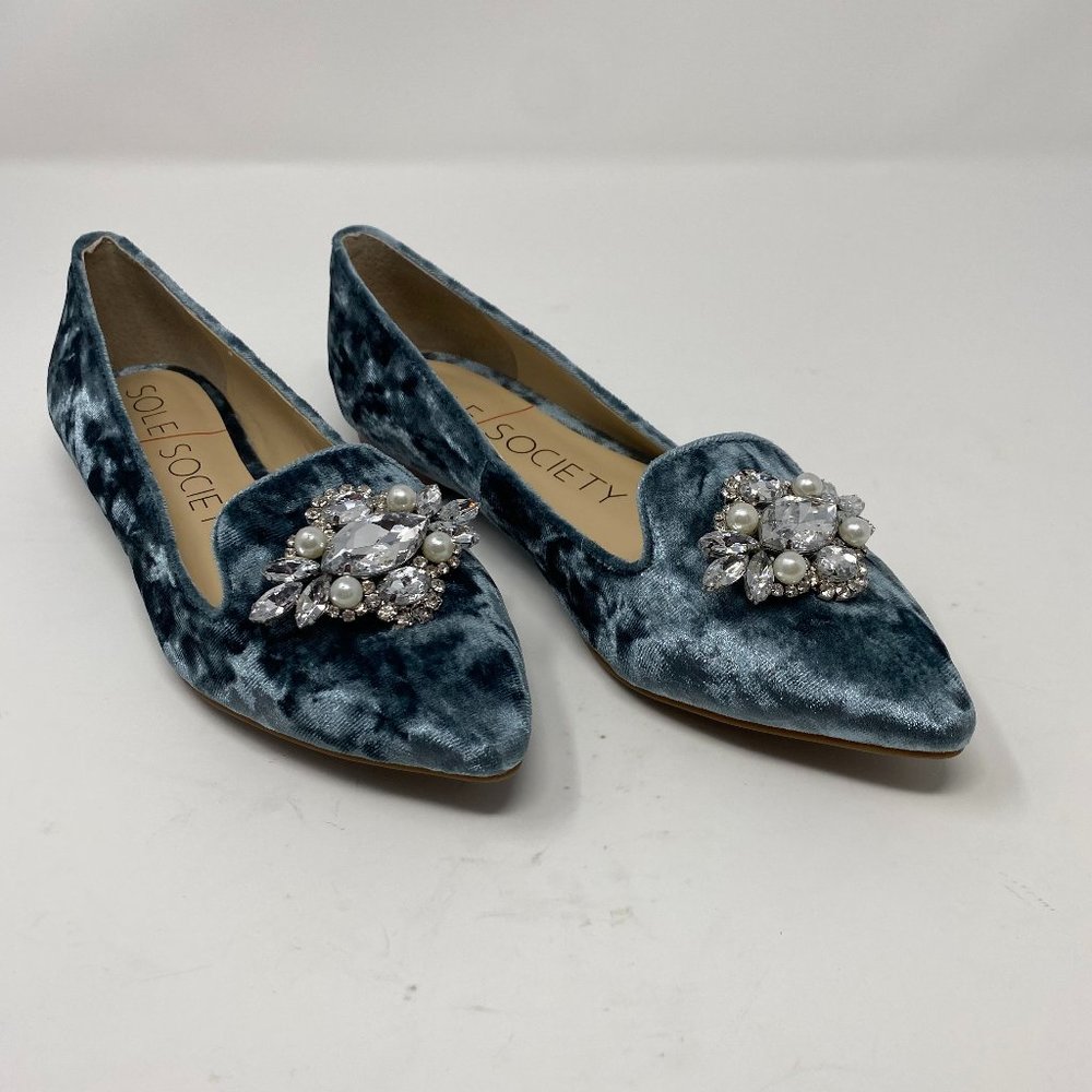 Sole Society Libry Velvet Embellished Flat